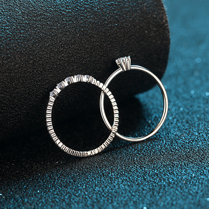 Engraved 0.1 Carat Moissanite Dainty Women Ring