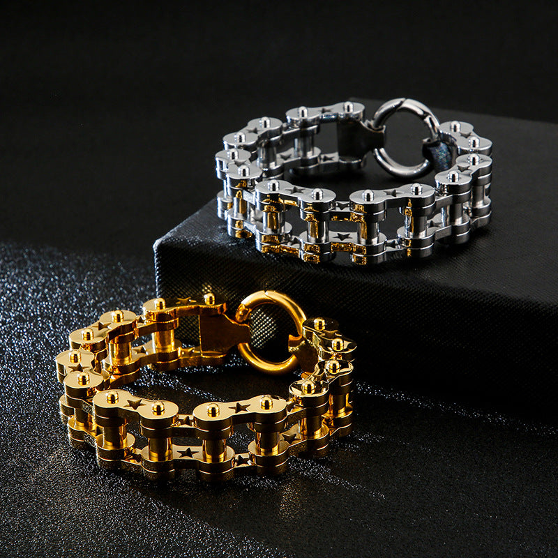 Custom Motor Bike Chain Mens Bracelet 21cm