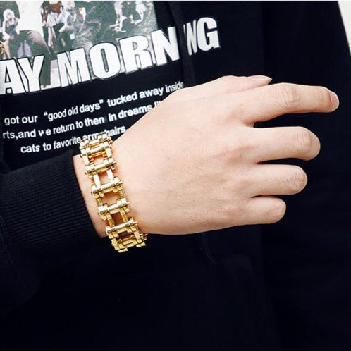Custom Motor Bike Chain Mens Bracelet 21cm