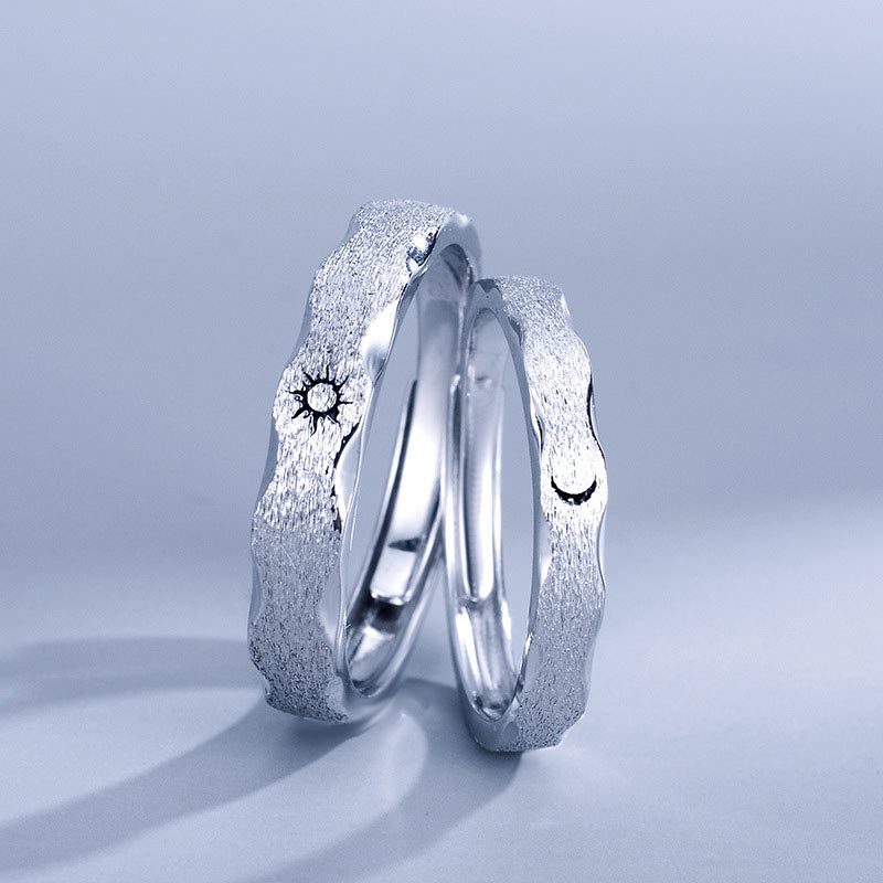 Sun and Moon Sterling Silver Couple Rings Set