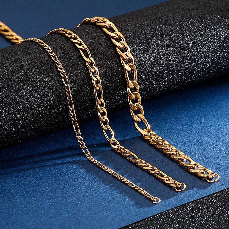 Mens Figaro Chain Gold Plated Stainless Steel
