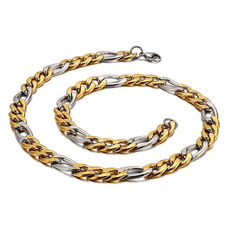 Gold tone stainless steel link chain necklace for men