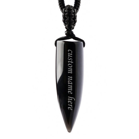 Custom Engravable Obsidian Bullet Necklace