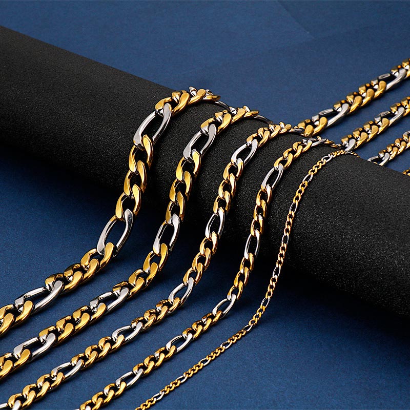 Mens Figaro Chain Gold Plated Stainless Steel
