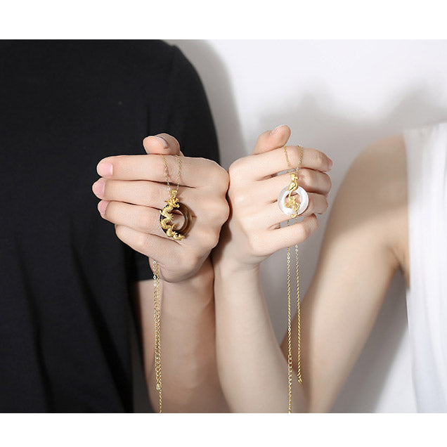 Phoenix and Dragon Couple Necklaces Set