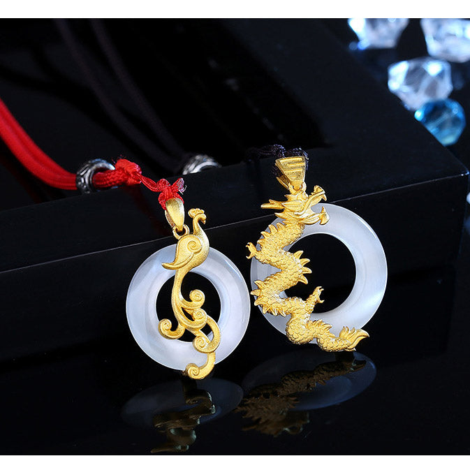 Phoenix and Dragon Couple Necklaces Set