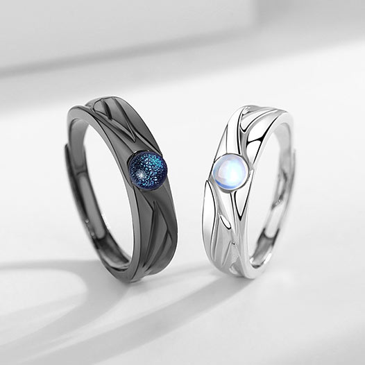Matching Engraved Couple Rings Gift Set (Adjustable Size)