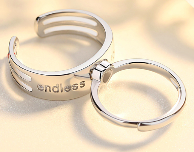 Endless Love Promise Rings Couple Valentines Gift (Adjustable Size)