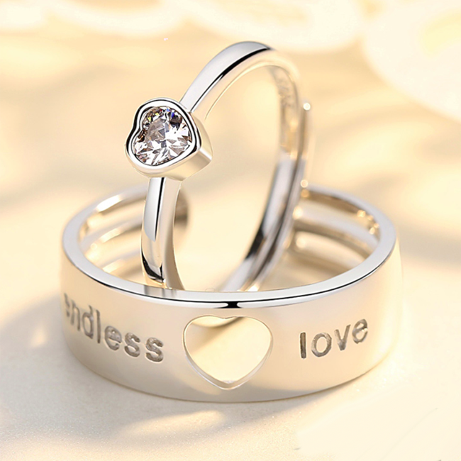 Endless Love Promise Rings Couple Valentines Gift (Adjustable Size)