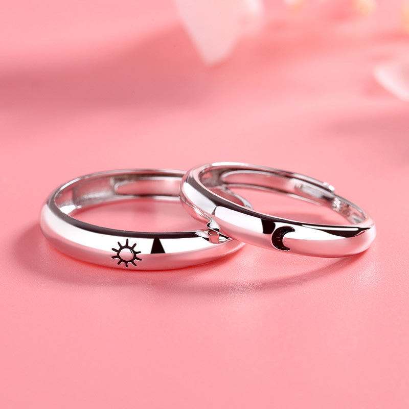 Sun and Moon Couple Rings Jewelry Gift Set (Adjustable Size)