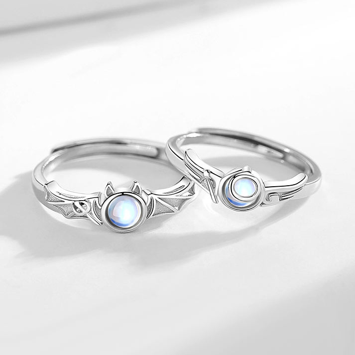 Angel Devil Couple Wedding Bands Set for 2