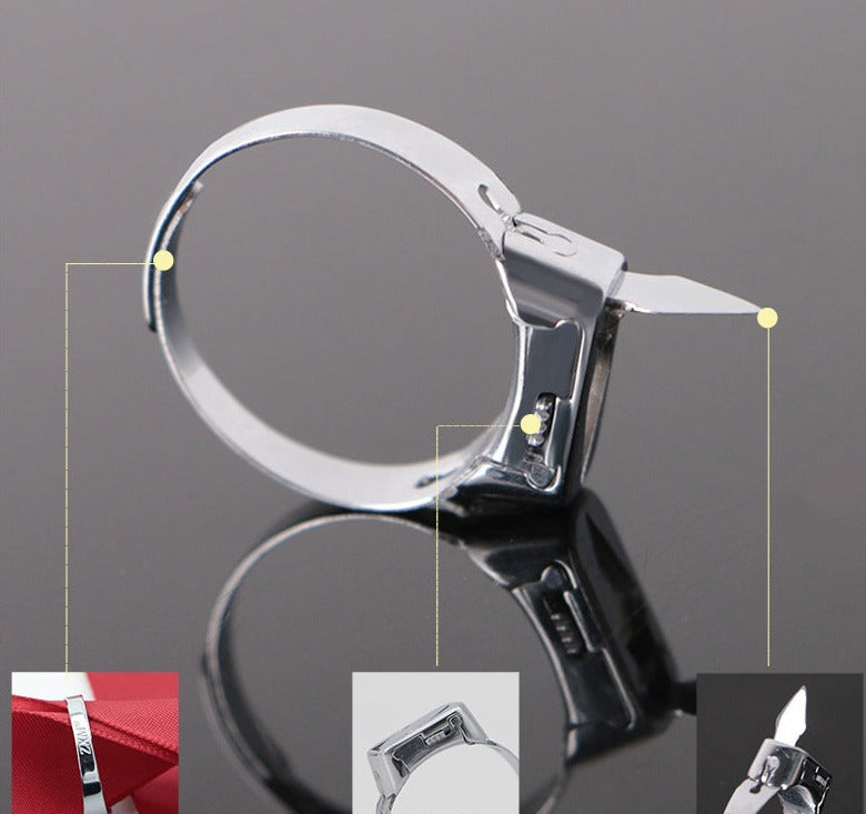 Adjustable Self Defense Ring | Unisex Stainless Steel Hidden Blade Ring | EDC Tool for Women & Men
