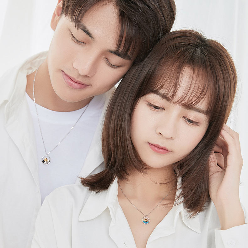 Ocean Mountain Promise Necklaces for Couple