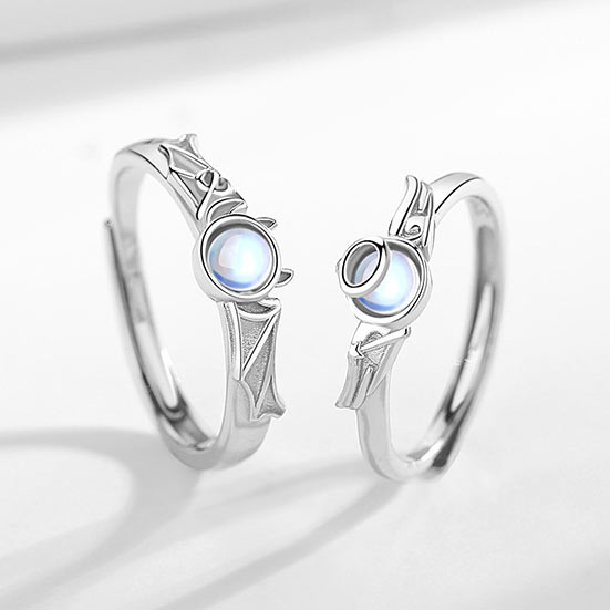 Angel Devil Couple Wedding Bands Set for 2