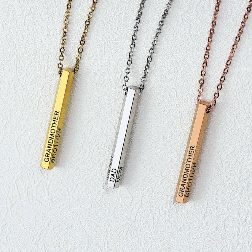 Personalized Bar Name Necklace Gift for Dad, Kids Names Engraved