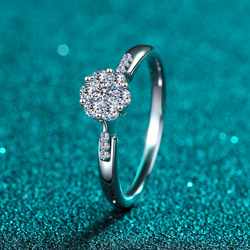 0.24 Carat Moissanite Diamond Floral Ring for Women