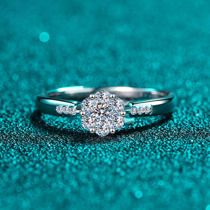 0.24 Carat Moissanite Diamond Floral Ring for Women