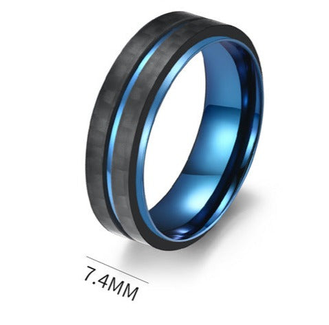 Engraved Mens Wedding Band Carbon Fiber 7.4mm