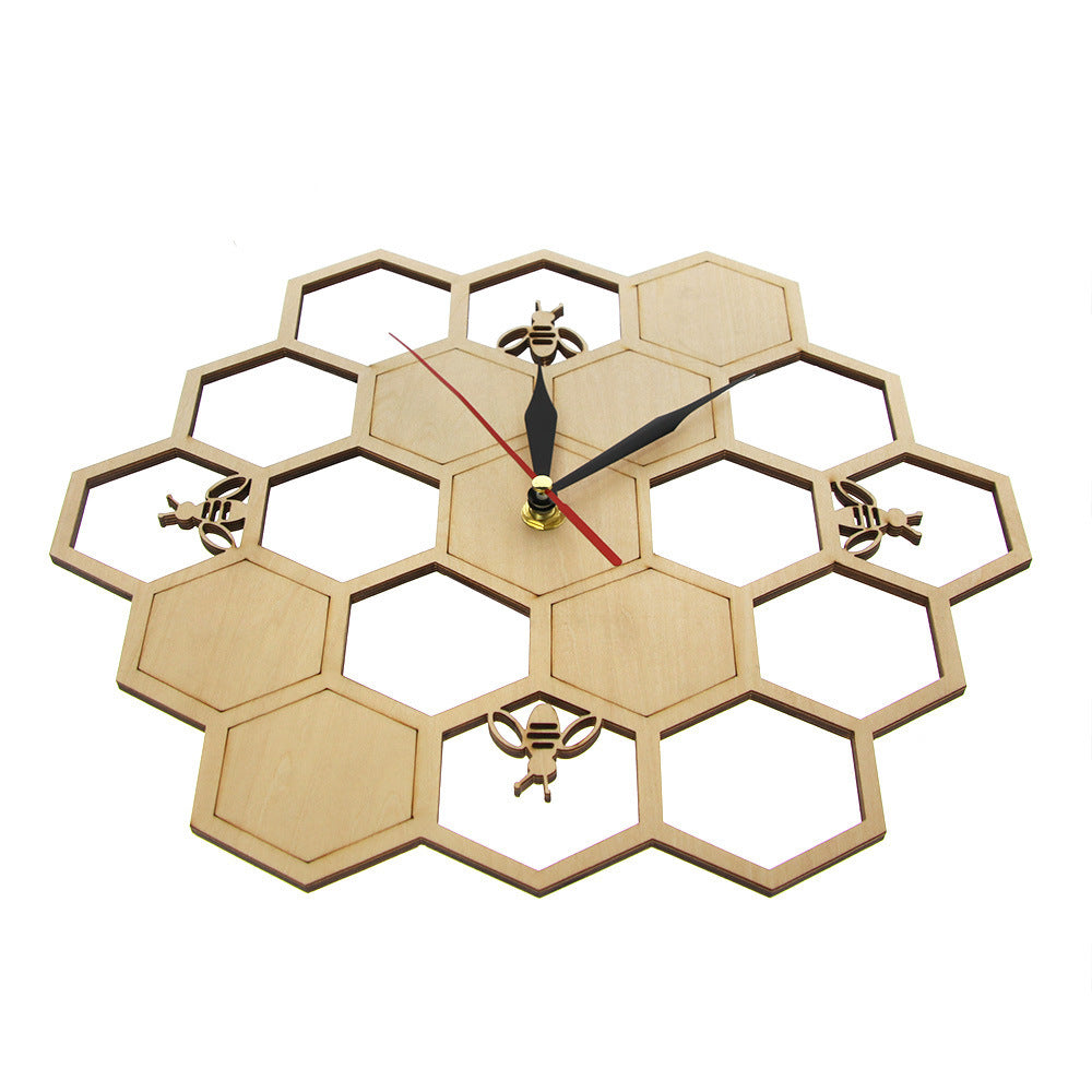 Wooden HoneyComb Wall Deco Clock