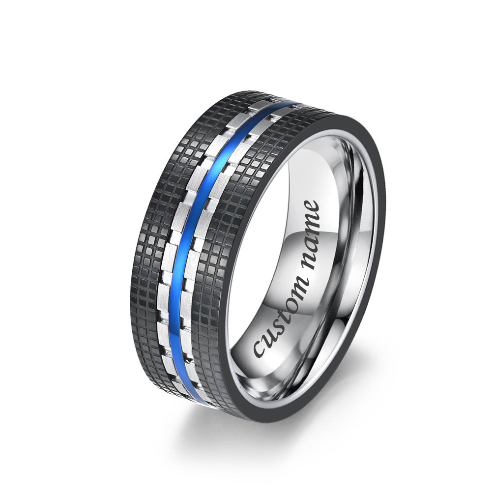 Engravable Mens Fashion Ring Stainless Steel 8mm