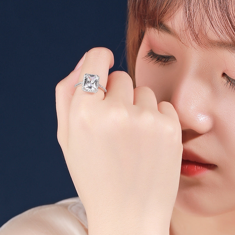 Engravable Square Zircon Promise Ring for Her
