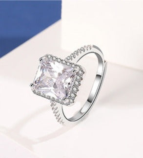 Engravable Square Zircon Promise Ring for Her