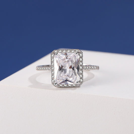 Engravable Square Zircon Promise Ring for Her