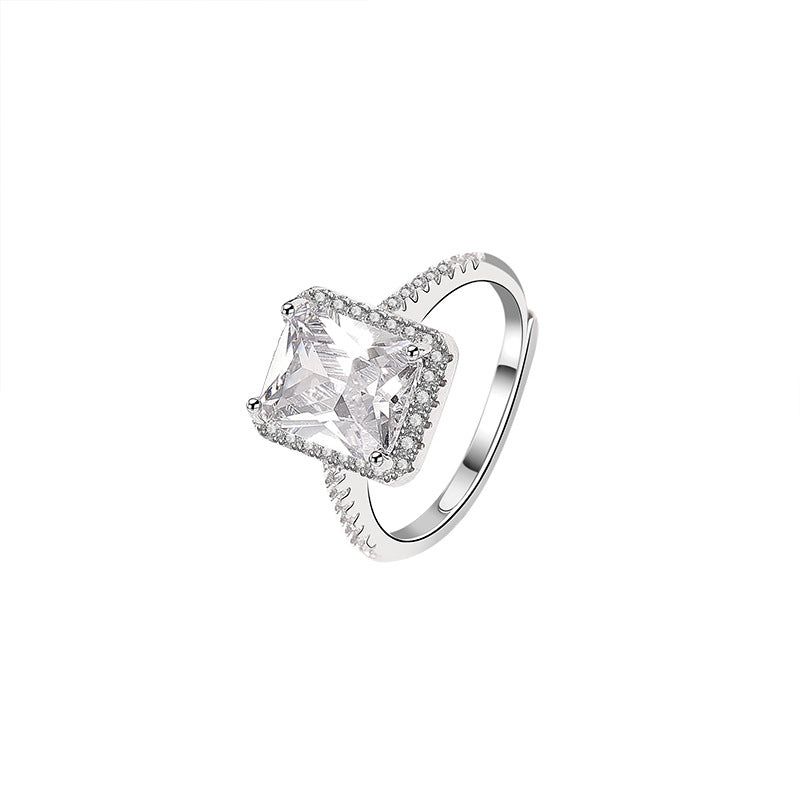 Engravable Square Zircon Promise Ring for Her
