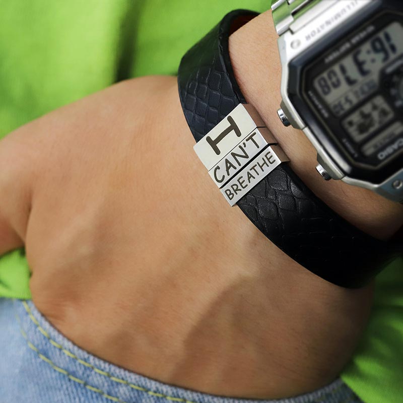 Engraved Charms Leather Bracelet for Men