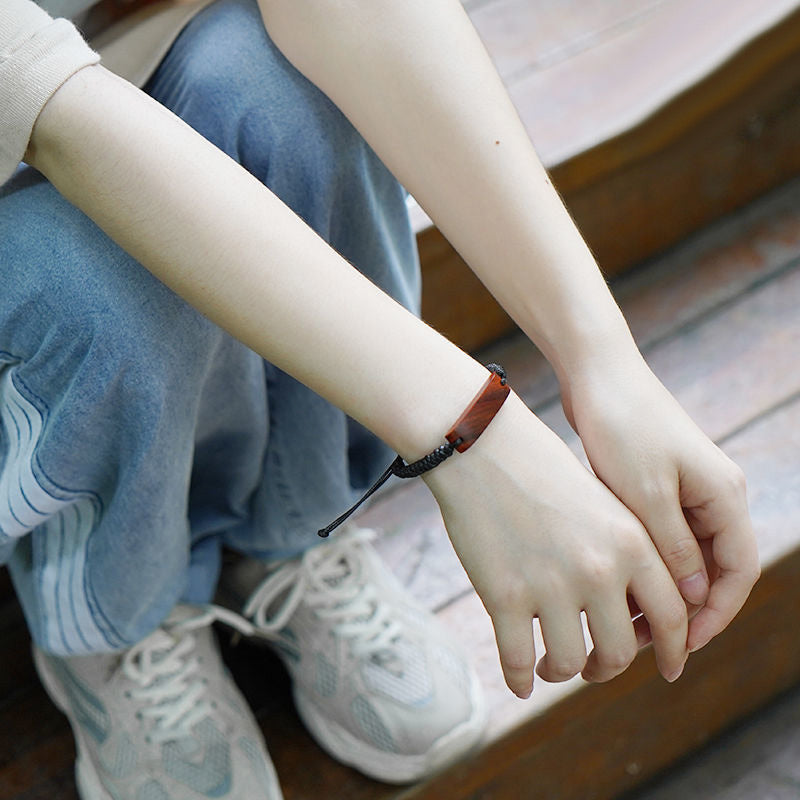 Engraved Wooden Couple Promise Bracelets