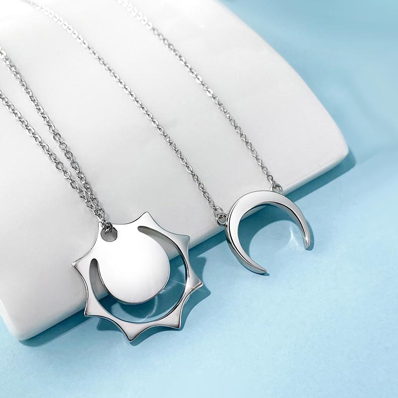 Sun and Moon Promise Necklaces Set for Couples