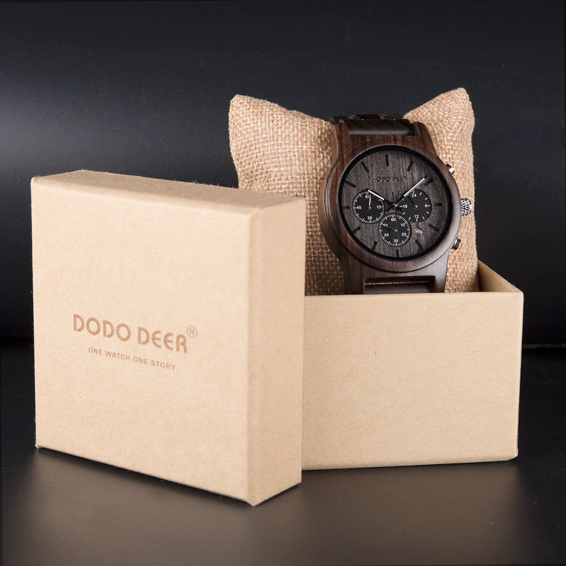 Engraved Matching Wood Couple Quartz Watch Set