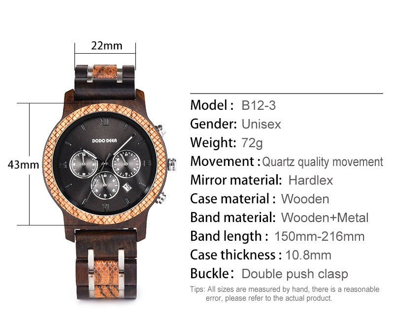 Customized Chronograph Wood Couple Watch Set
