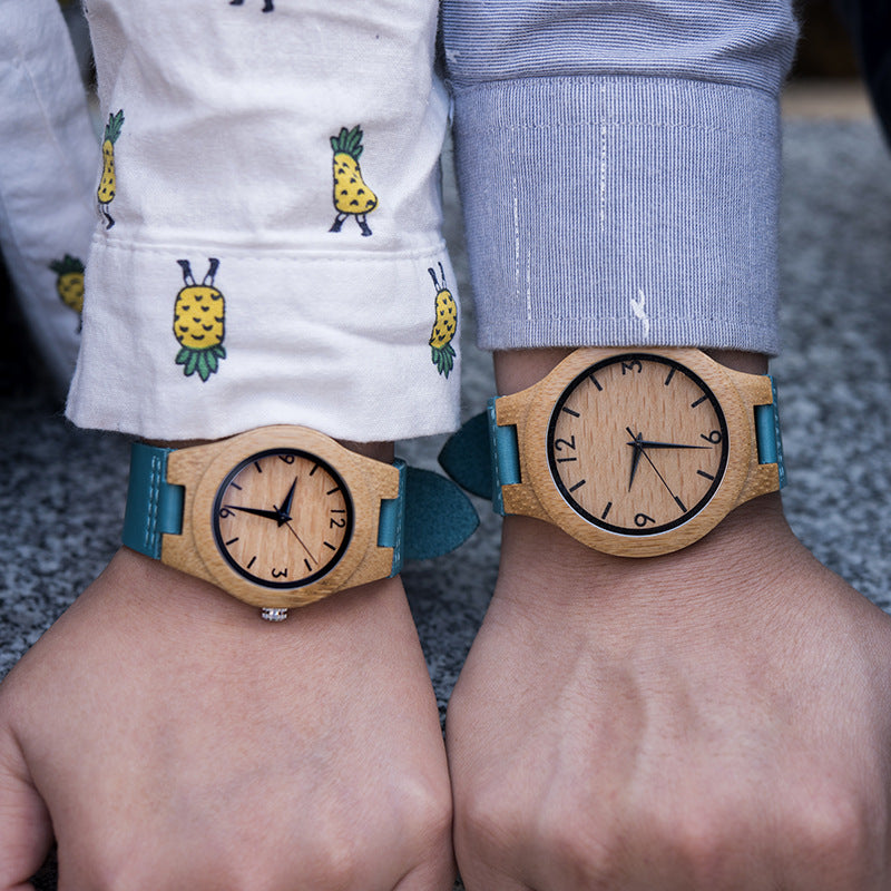 Matching Couple Watch Set made of Bamboo Wood