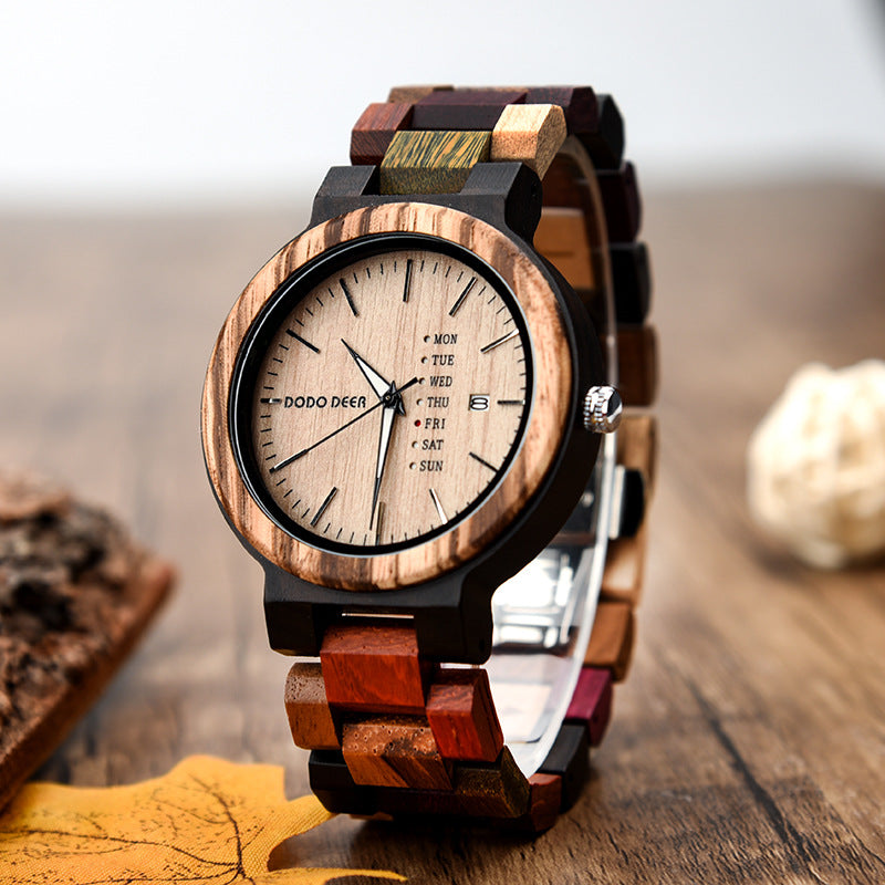 Matching Wood Couple Calendar Watch Set with Custom Engraving