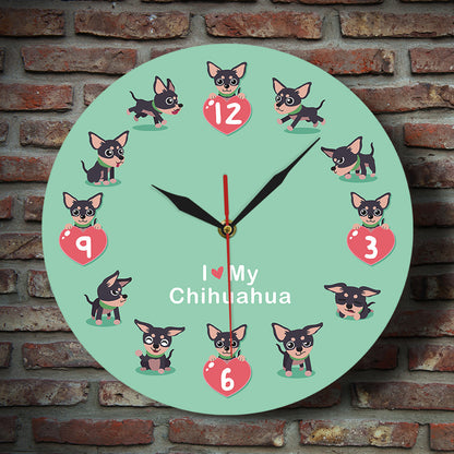 Custom Name Wall Clock Gift for Chihuahua Owner