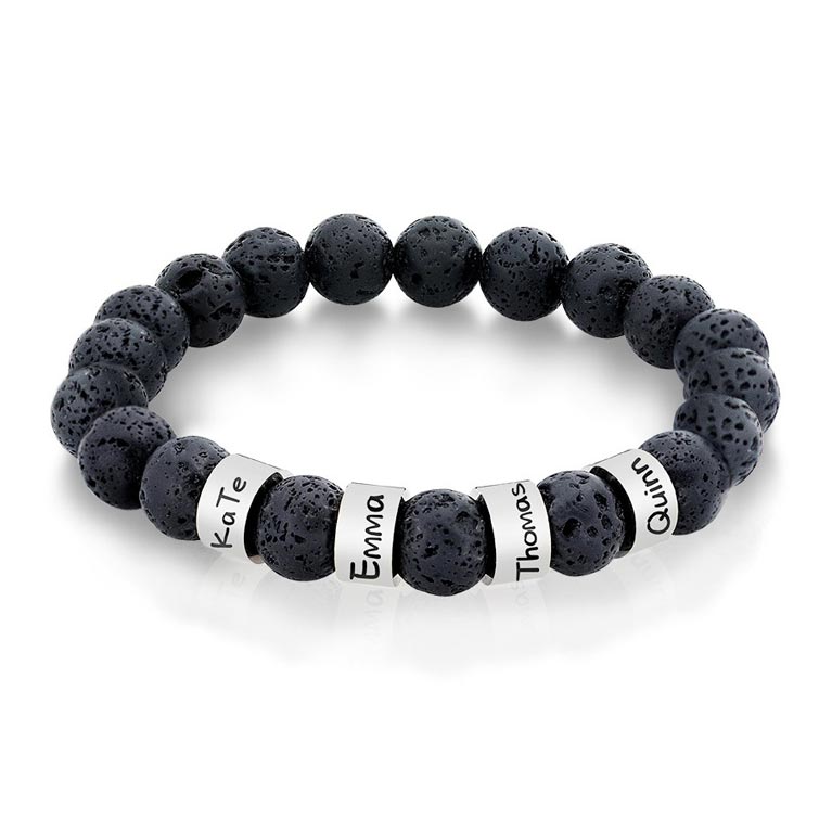 Lava Charm Beads Bracelet For Men