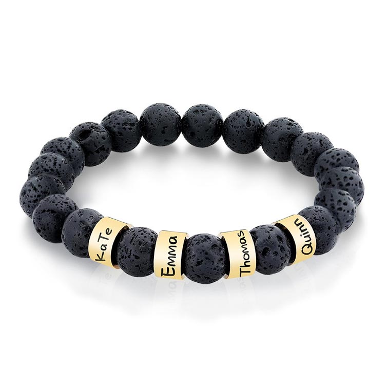 Lava Charm Beads Bracelet For Men