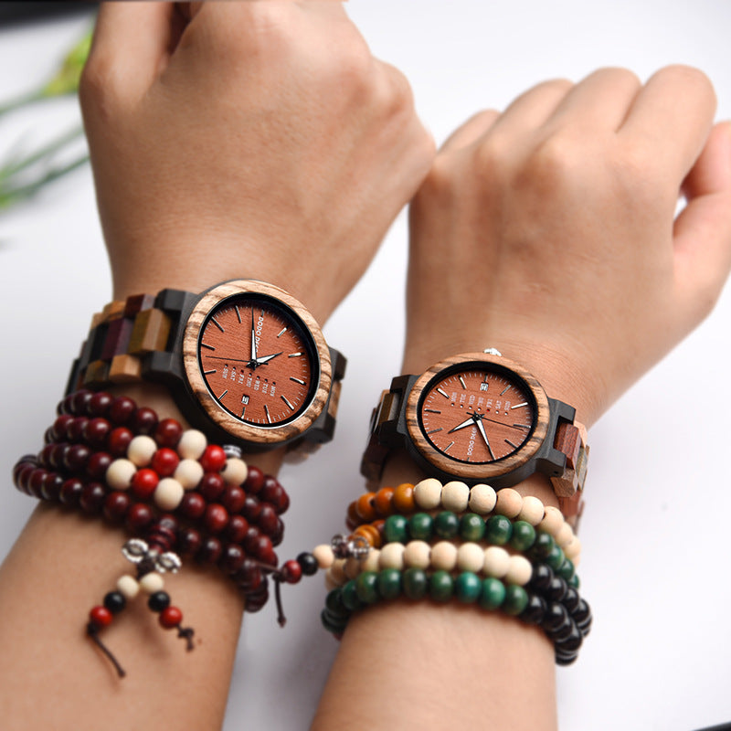 Matching Pair Multifunctional Wooden Couple Watch