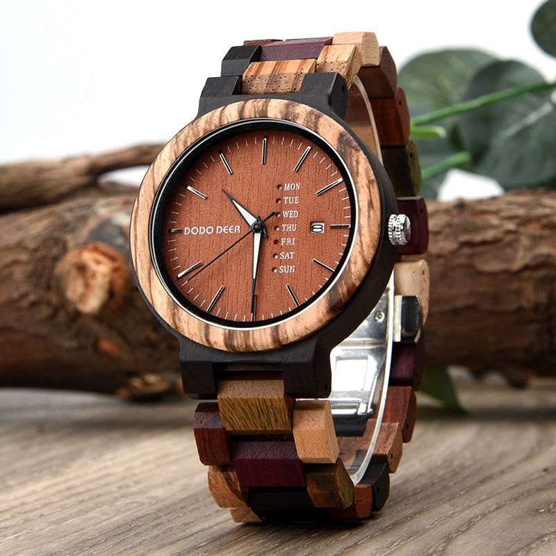 Matching Wood Couple Calendar Watch Set with Custom Engraving