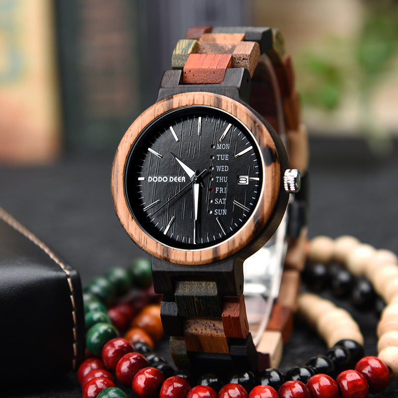 Matching Wood Couple Calendar Watch Set with Custom Engraving