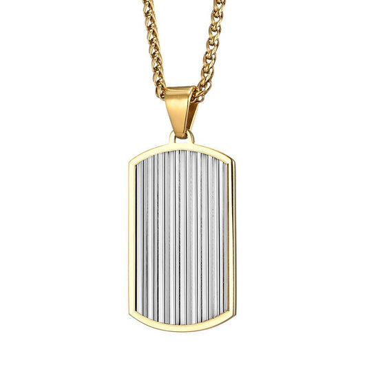 Engravable Vintage Vertical Pendant Mens Necklace