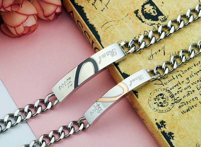 Personalized 2 Hearts Matching Bracelets for Him and Her