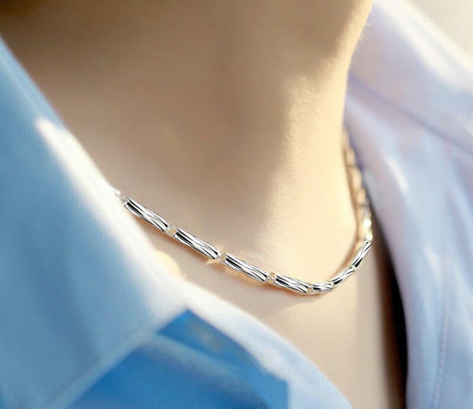 Mens Stylish Chain Necklace Sterling Silver