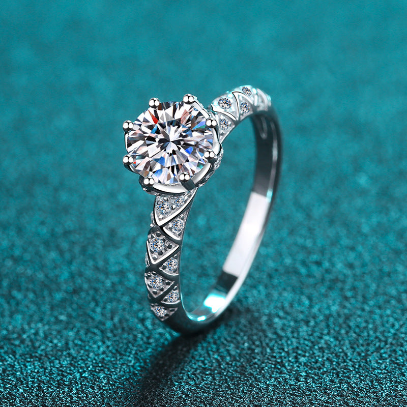 Custom 1 Carat Moissanite Womens Engagement Ring