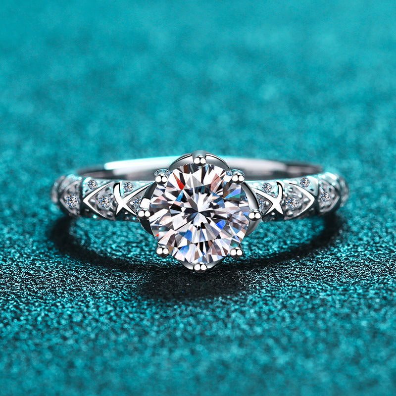 Custom 1 Carat Moissanite Womens Engagement Ring