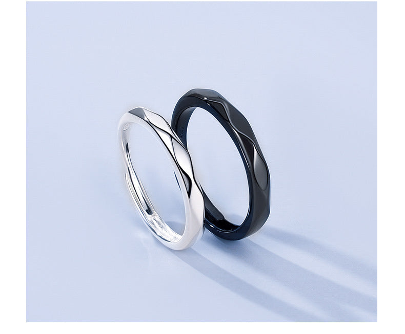 Matching Adjustable Size Promise Rings Set for Couples