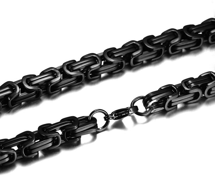 Mens Byzantine Flat Chain Gold Plated Steel 68cm