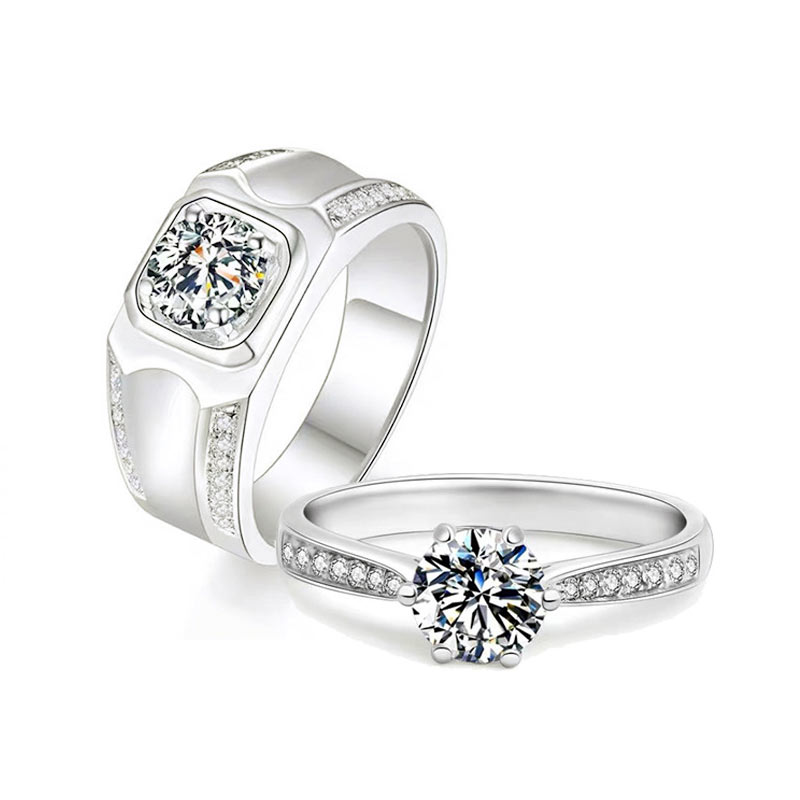 3 Carats Diamond Marriage Rings for Him and Her