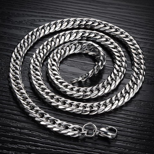 Miami Cuban Thick Chain Necklace for Men Stainless Steel